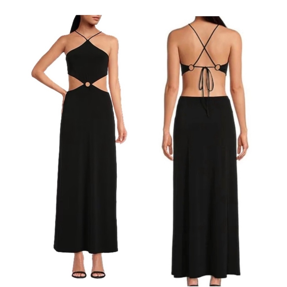 Gianni Bini Black Cutout Maxi Dress, XL, Halter Dress, New with Tags